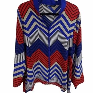 Zac & Rachel Chevron Print Chiffon Top Sz XL